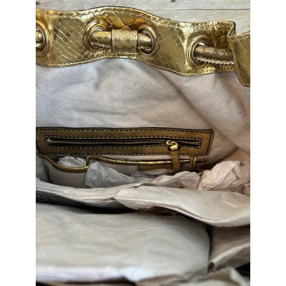 Michael Kors Astor Metallic Gold Snake Ombré Leather Tote, Purse, Bag, New